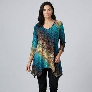 Multicolor V-Neck Women's Top